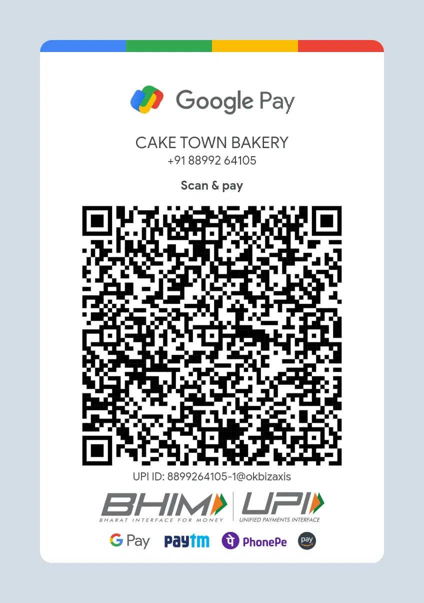 Cake Town Bakery UPI QR code — scan to pay